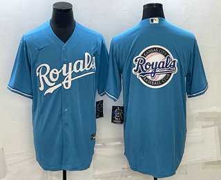 Mens Kansas City Royals Big Logo Blue Stitched MLB Cool Base Nike Jersey->kansas city royals->MLB Jersey